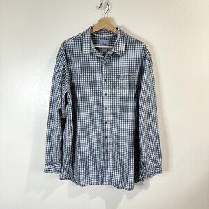 L.L. Bean Shirt Size XL Tall Gingham Check Blue White Red Button Front Cotton